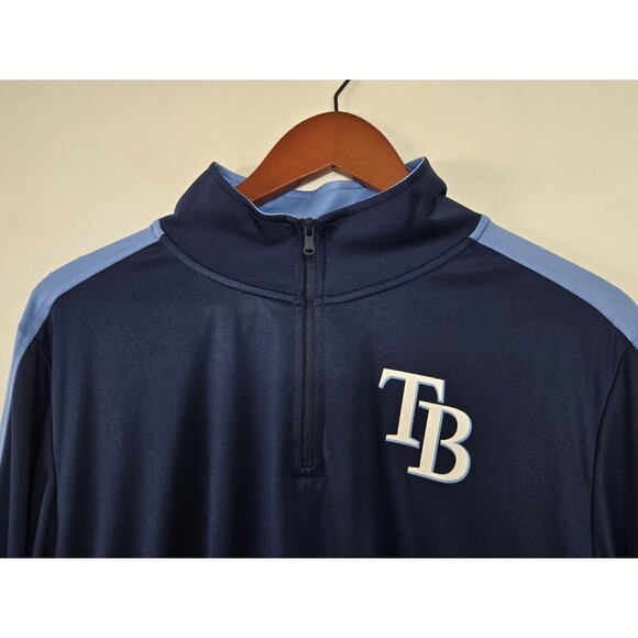 Tampa Bay Rays Jacket Mens M Majestic Cool Base Quarter Zip MLB Pullover NWT - Picture 2 of 8